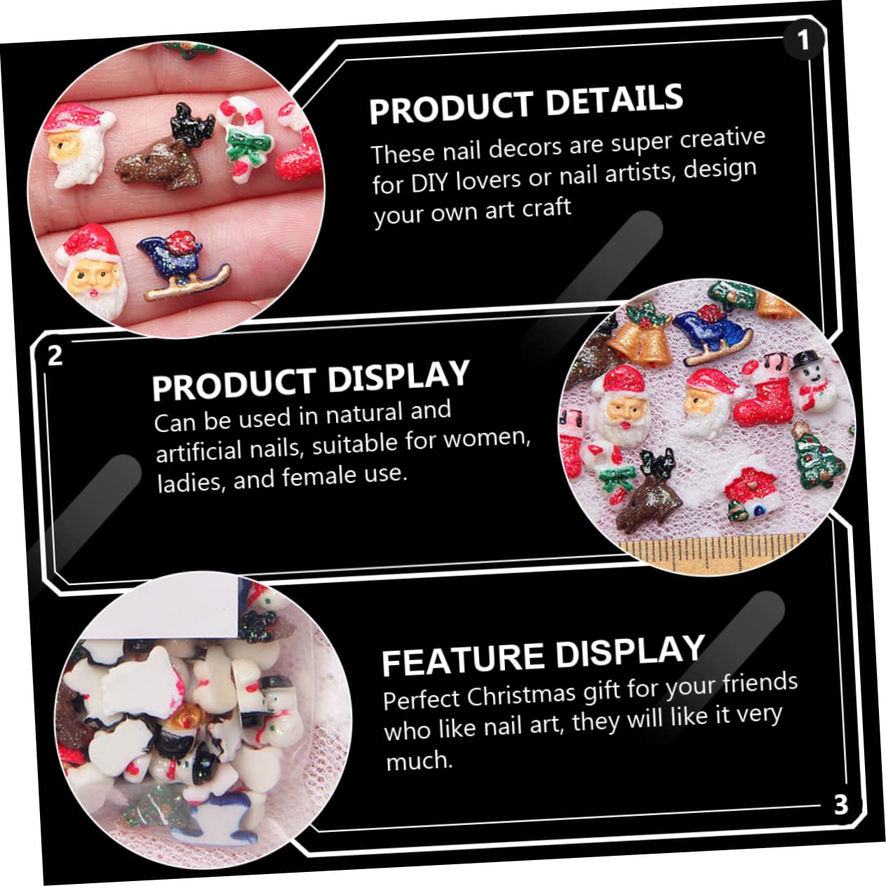 MAGICLULU 3 Set Di Ciondoli Per Manicure Decorazioni Per Unghie Materiali Versatili Per Unghie 50 Pezzi*3