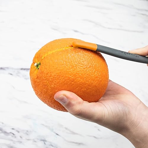Miniatura 3 de Tovolo Herramienta de cítricos 2 en 1, herramienta peladora de naranjas 2 en 1 con mango antideslizante, pelador de cítricos de doble extremo para