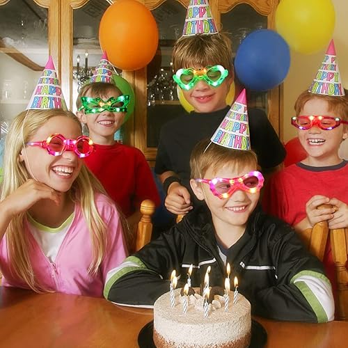 Miniatura 3 de 21 lentes LED de 7 formas, 6 luces LED que brillan en la oscuridad, suministros de fiesta para niños y adultos, obturador, corazón, estrella