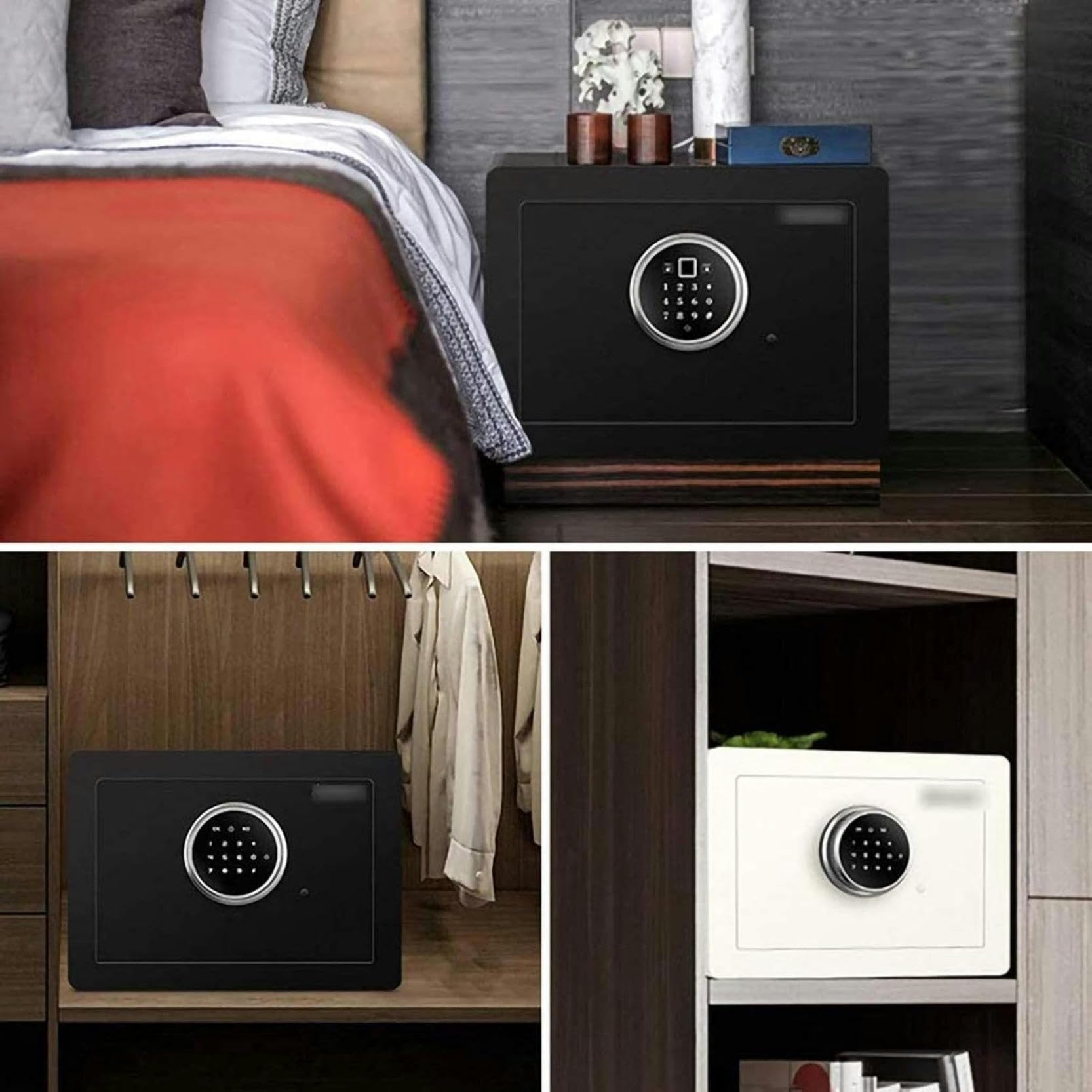 Coffre-fort mural ignifuge avec clavier à écran tactile et verrou d'empreintes digitales pour la maison et le bureau - Solution de haute sécurité résistante au feu - Blanc