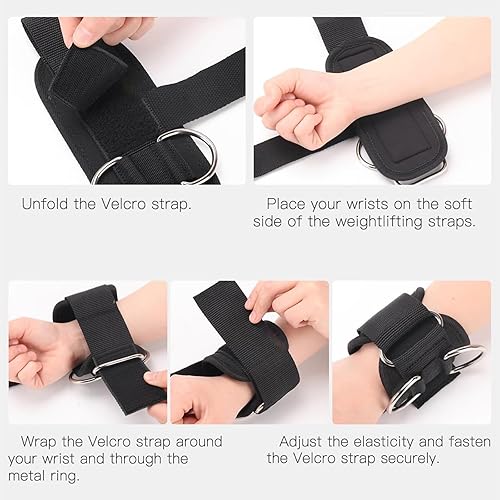 Miniatura 3 de Correas de levantamiento de pesas, correas de levantamiento de pesas, correas de peso, con anillos en D, muñequeras para levantamiento de pesas,