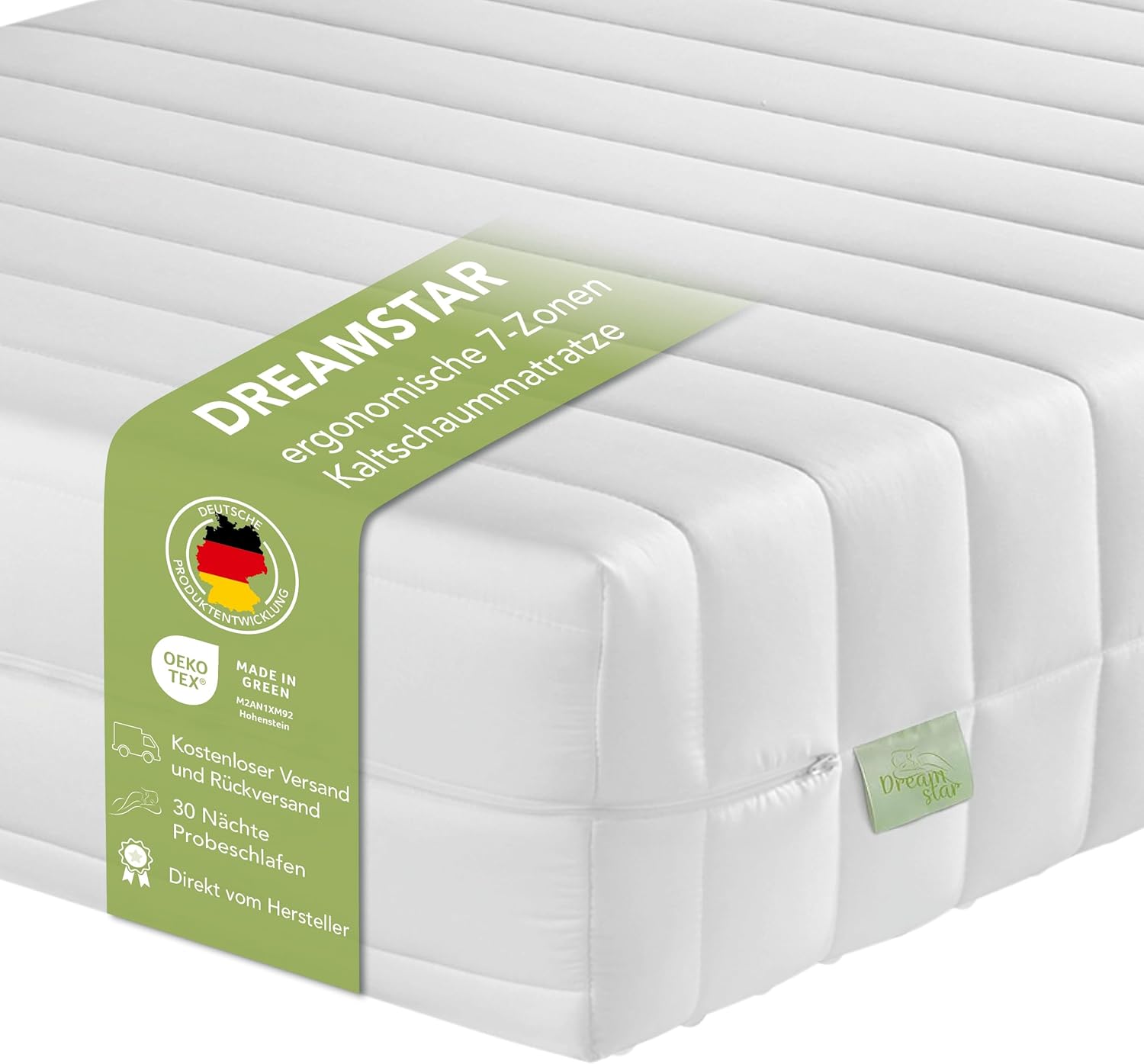 DREAMSTAR Sky Flex koudschuimmatras met gelkussen, 18 cm hoog, ergonomisch matras met 7 zones, Öko-Tex gecertificeerd, hardheidsgraad 3 (H3), rolmatras, 140 x 200 cm DREAMSTAR Sky Flex koudschuimmatras met gelkussen, 18 cm hoog, ergonomisch matras met 7 zones, Öko-Tex gecertificeerd, hardheidsgraad 3 (H3), rolmatras, 140 x 200 cm