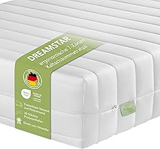 DREAMSTAR Easy Flex Matelas ergonomique en mousse froide, à 7 zones, certifié Öko-Tex, degré de fermeté H2 et H3, enroulable, 21 cm, fabriqué en UE, 80 x 200 cm