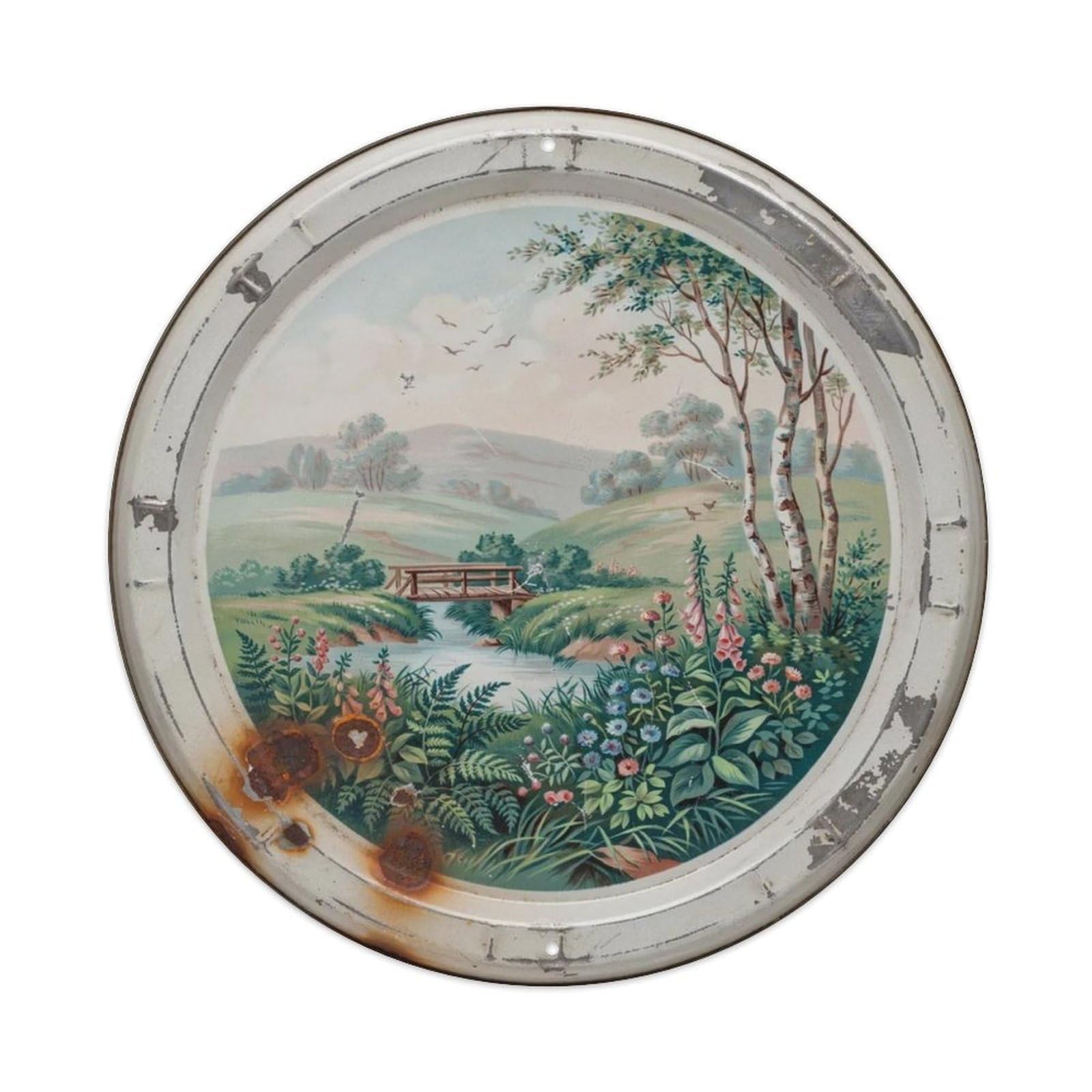 Botanical Landscape Style Metal Tin Sign Plaque