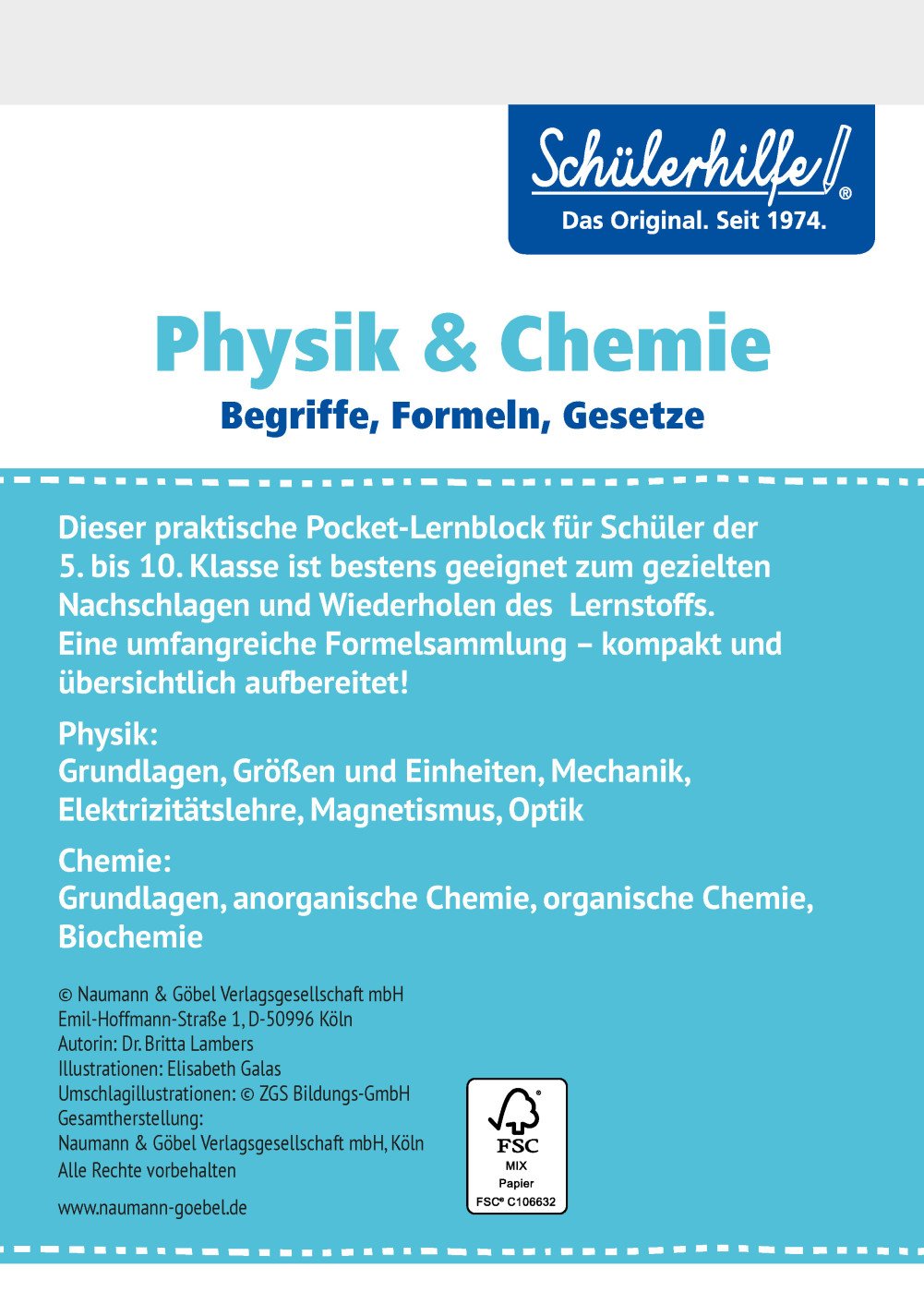 Pocketblock Physik + Chemie - Begriffe, Formeln, Gesetze: Schülerhilfe