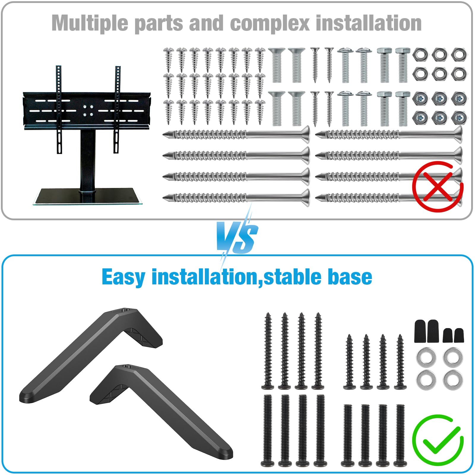 Support TV Universel Mineup - Pour Écrans 32 à 55 Pouces - Base Piedestal Réglable - Charge 40kg