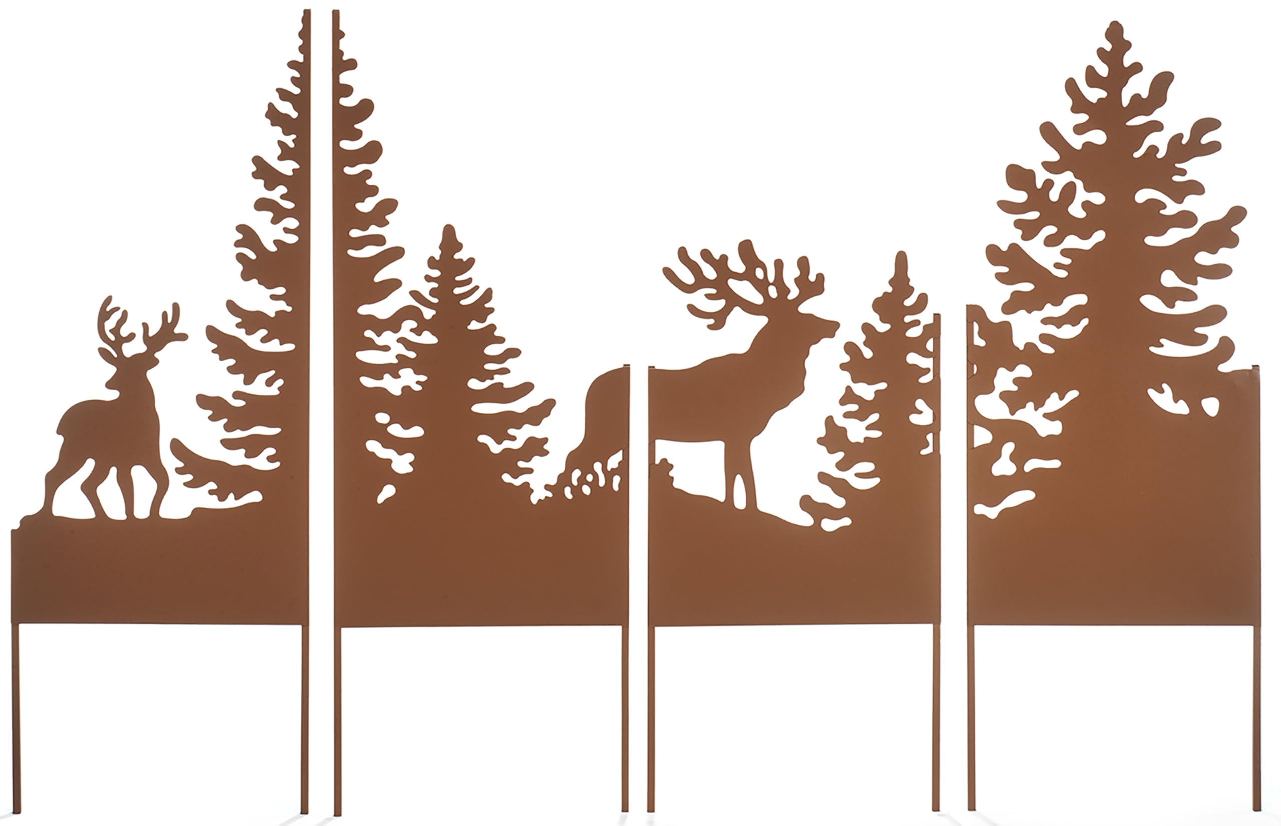 Kobolo Gartenstecker Forest aus Metall Hirschdesign 121x86 cm Braun