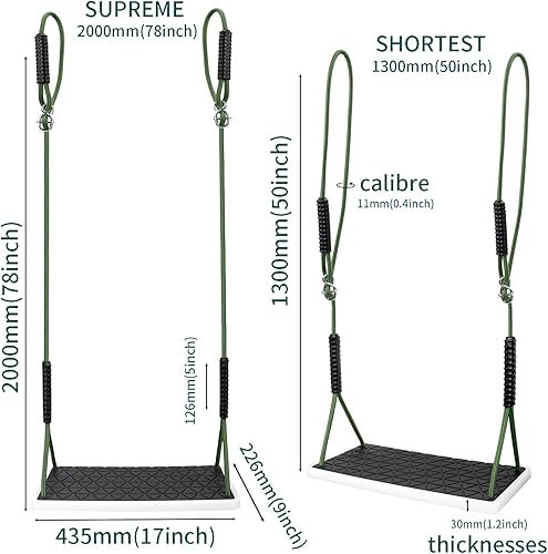 Miniatura 3 de Asiento de columpio resistente antideslizante con cuerda de árbol ajustable, accesorios de repuesto para niños, al aire libre, patio trasero, parque