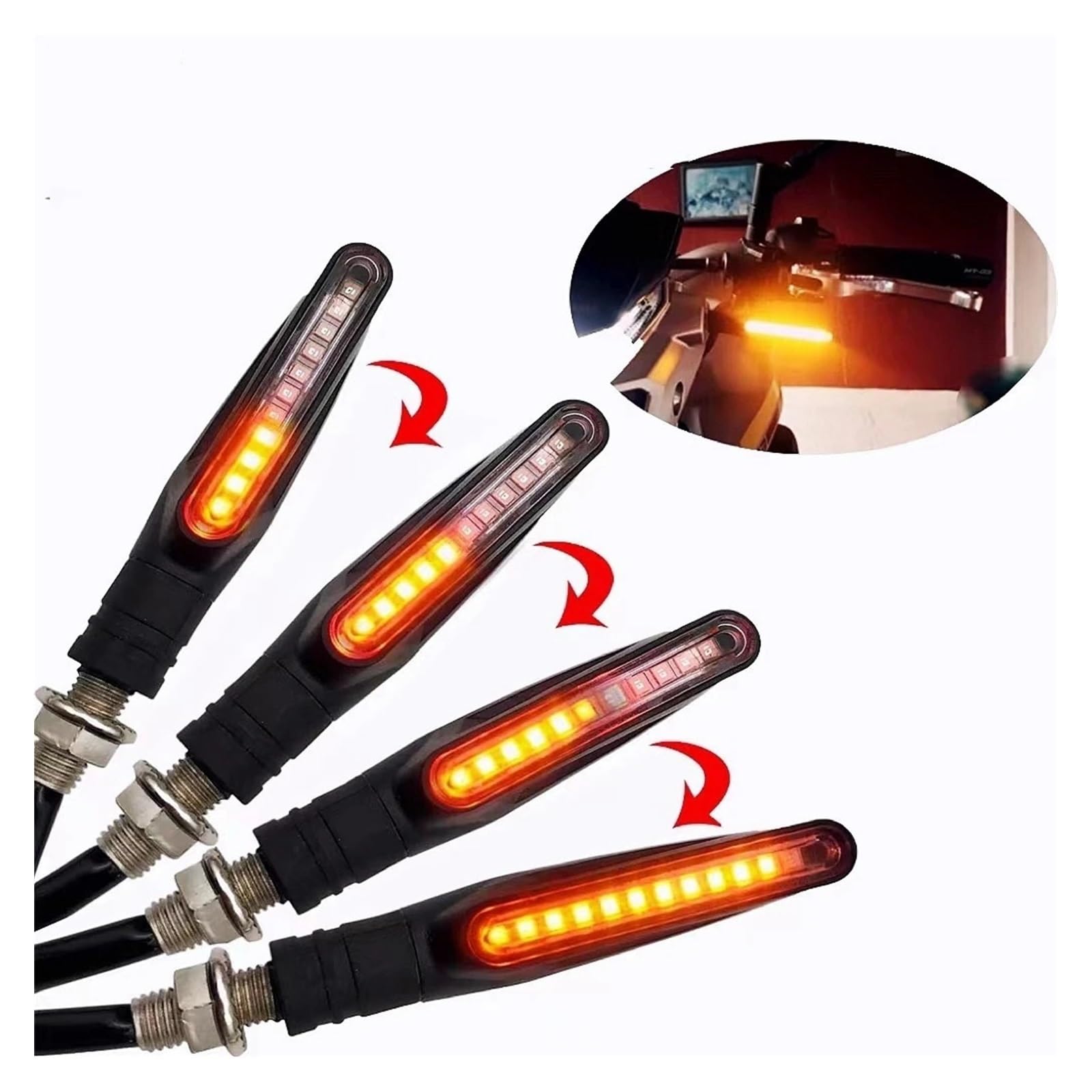 Luz LED en Forma I señal Giro Motocicleta para 2 Piezas Giro luz señal