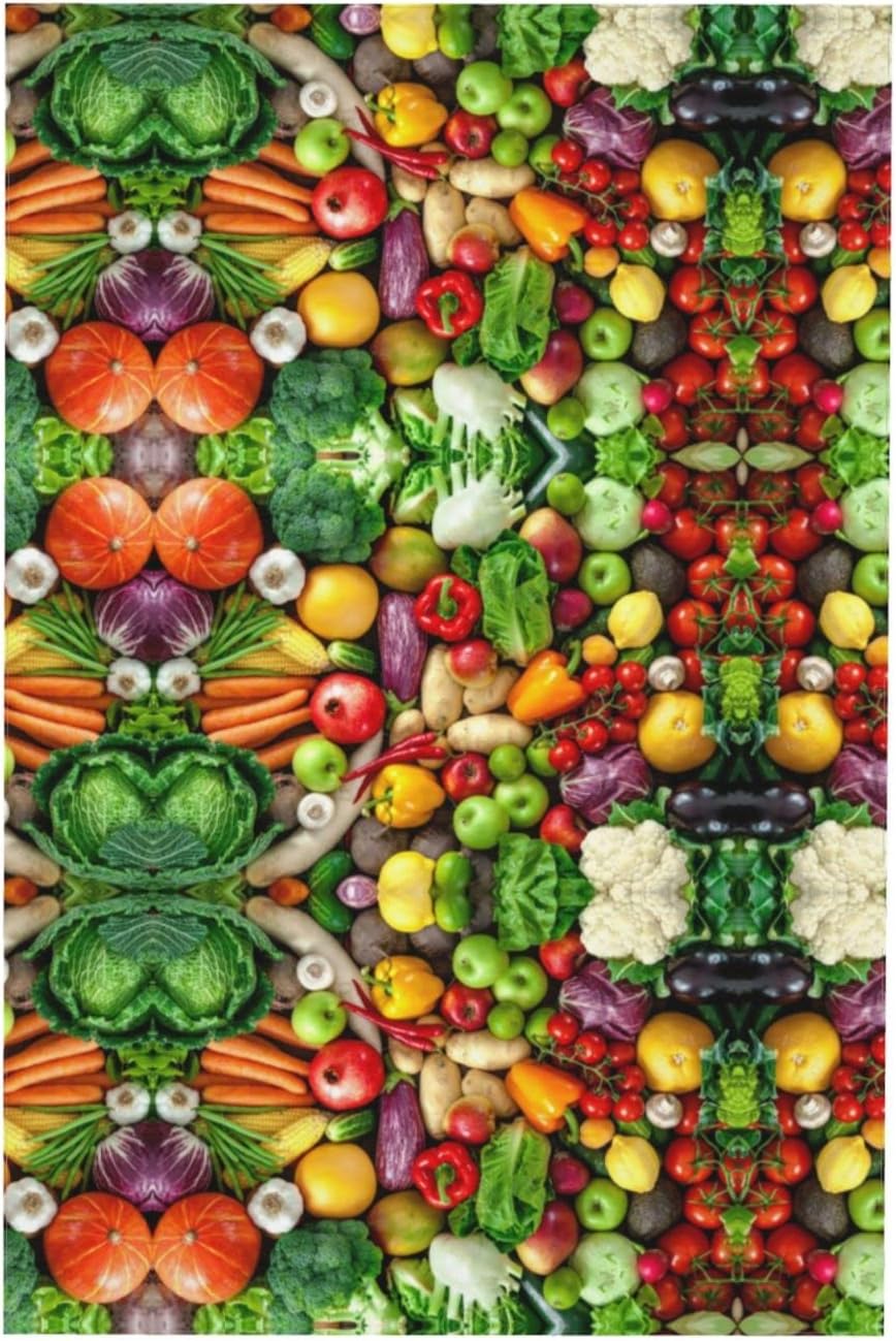 Fresh Fruits and Vegetables Tablecloth for Rectangle Tables, Oil-Proof Spill-Proof and Easy Clean Tablecloth, 60" x 90" inch 4-8 People Table Cloth.