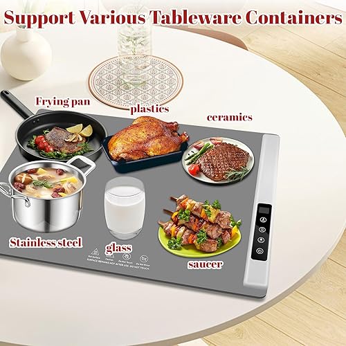 Miniatura 5 de Tapete de calentamiento para alimentos, tapete de calentamiento rápido de grafeno, bandeja de calentamiento eléctrica portátil para fiestas de