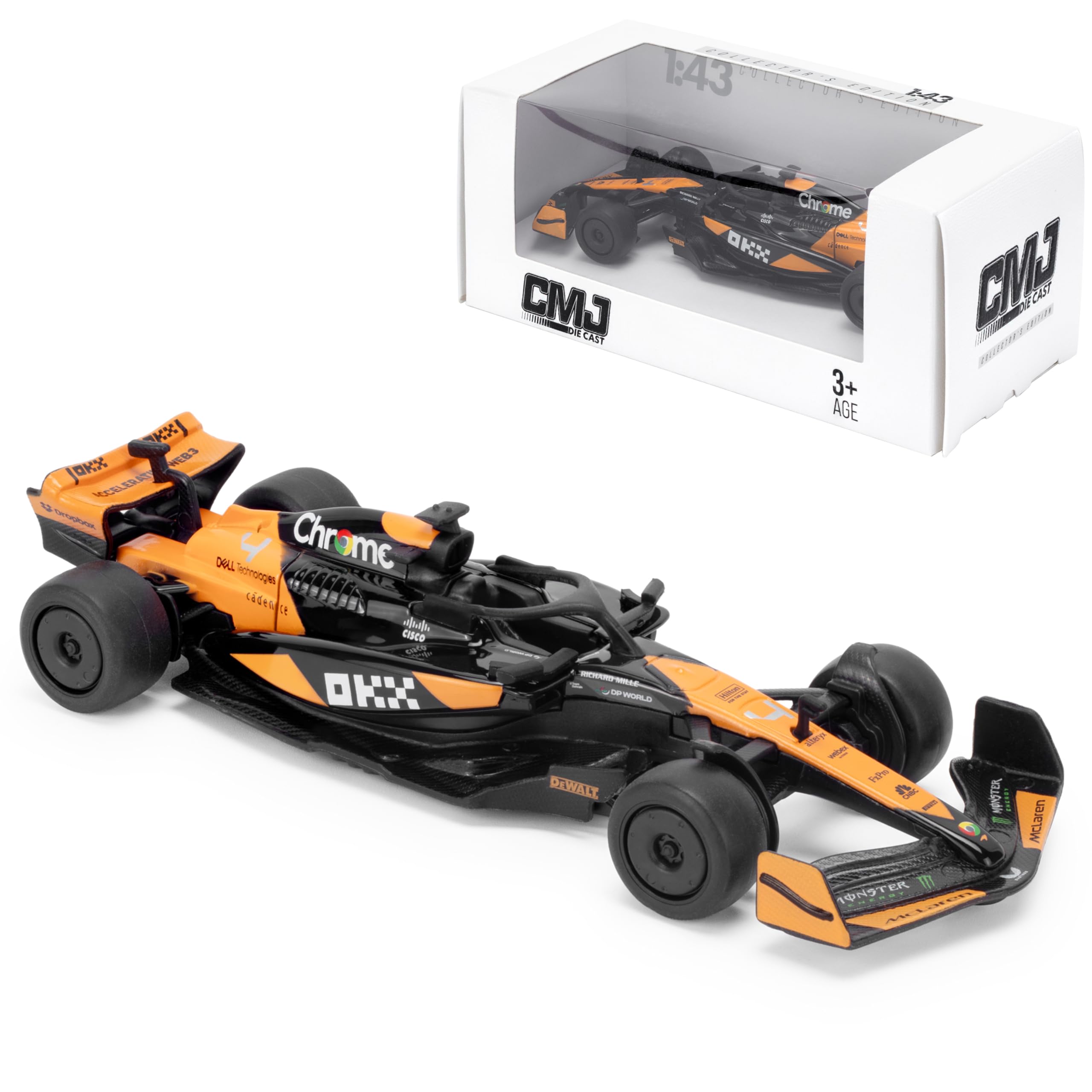 McLaren MCL38 F1 1:43 Scale Die-Cast Model Car - 2024, Orange, 12.5 cm