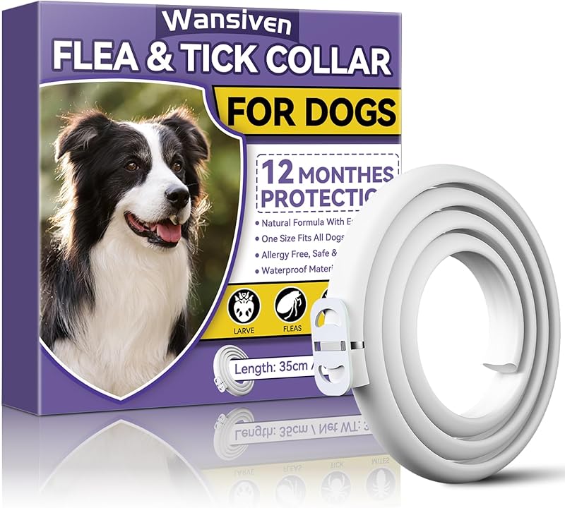 Wansiven Collier Anti Puces pour Chien, Réglable Collier Anti-Puces et Tiques pour Chiens et Impermé