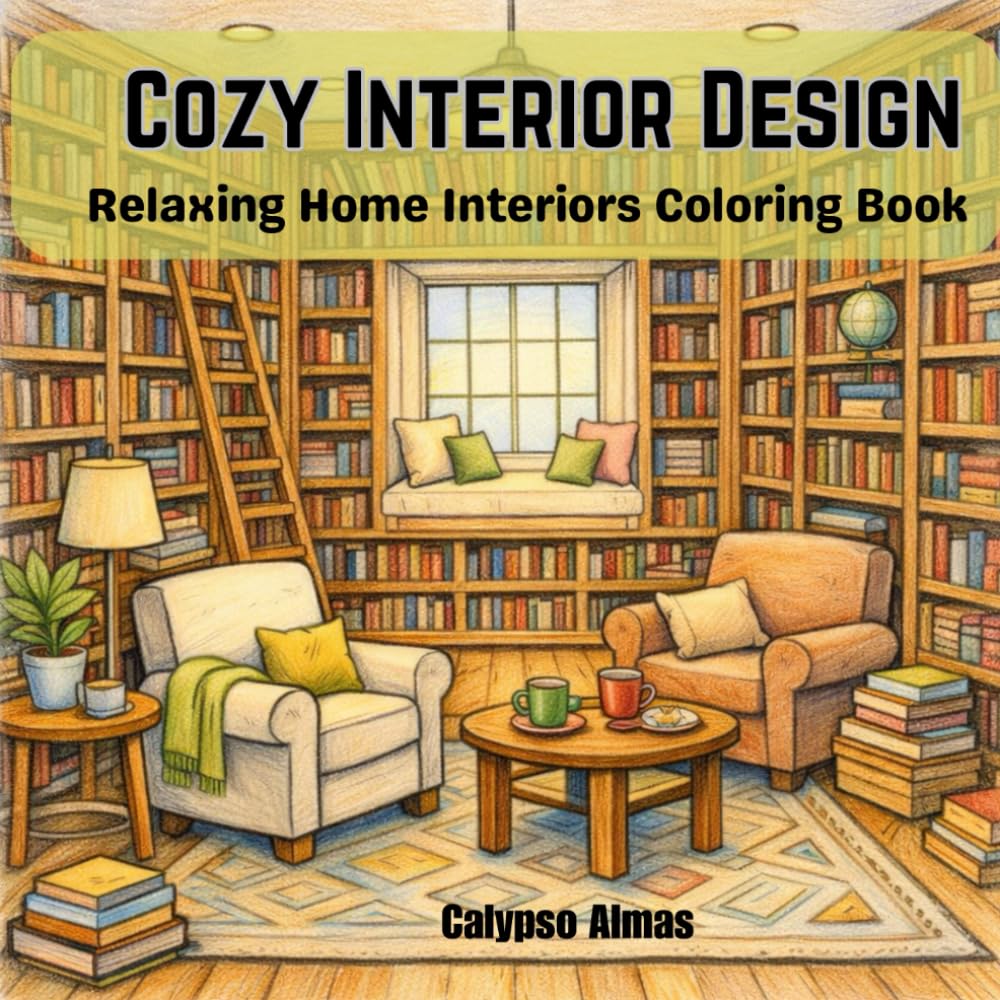 Cozy Interior Design Coloring Book for Adults: Relaxing Home Interiors and Beautiful Living Spaces
