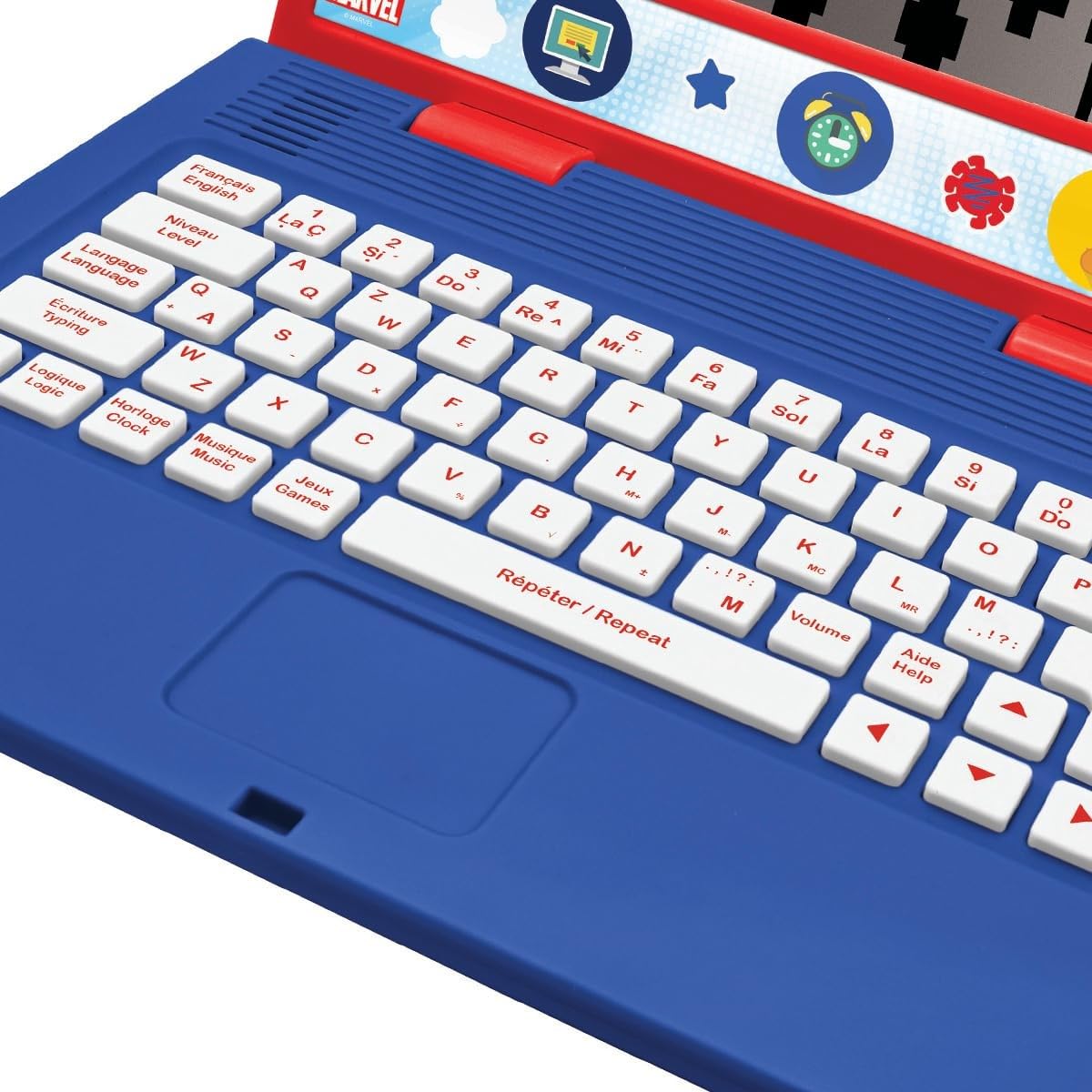 Lexibook, Spidey i Jego Niesamowici Przyjaciele, Francuski, Angielski Laptop Edukacyjny, Zabawka dla Dzieci, 170 Zajęć do Nauki, Gier i Muzyki, Duży Ekran, Czerwony, Niebieski, JC599SPi1