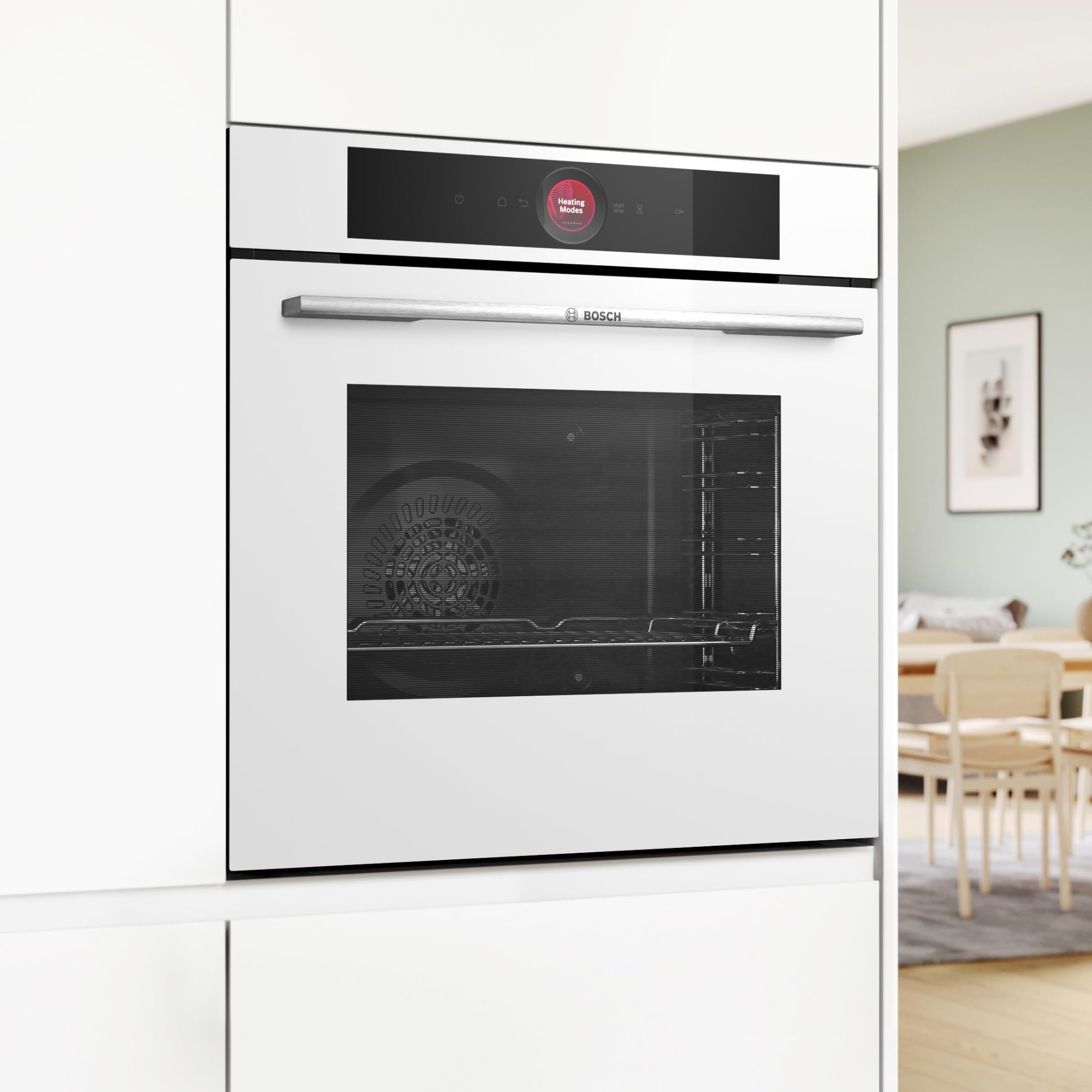 Bosch - Horno Multifunción, 60 cm, Serie 8, Electrónica TFT TouchControl, AirFry, Función Assist, Home Connect, Pirólisis, Blanco, HBG7741W1
