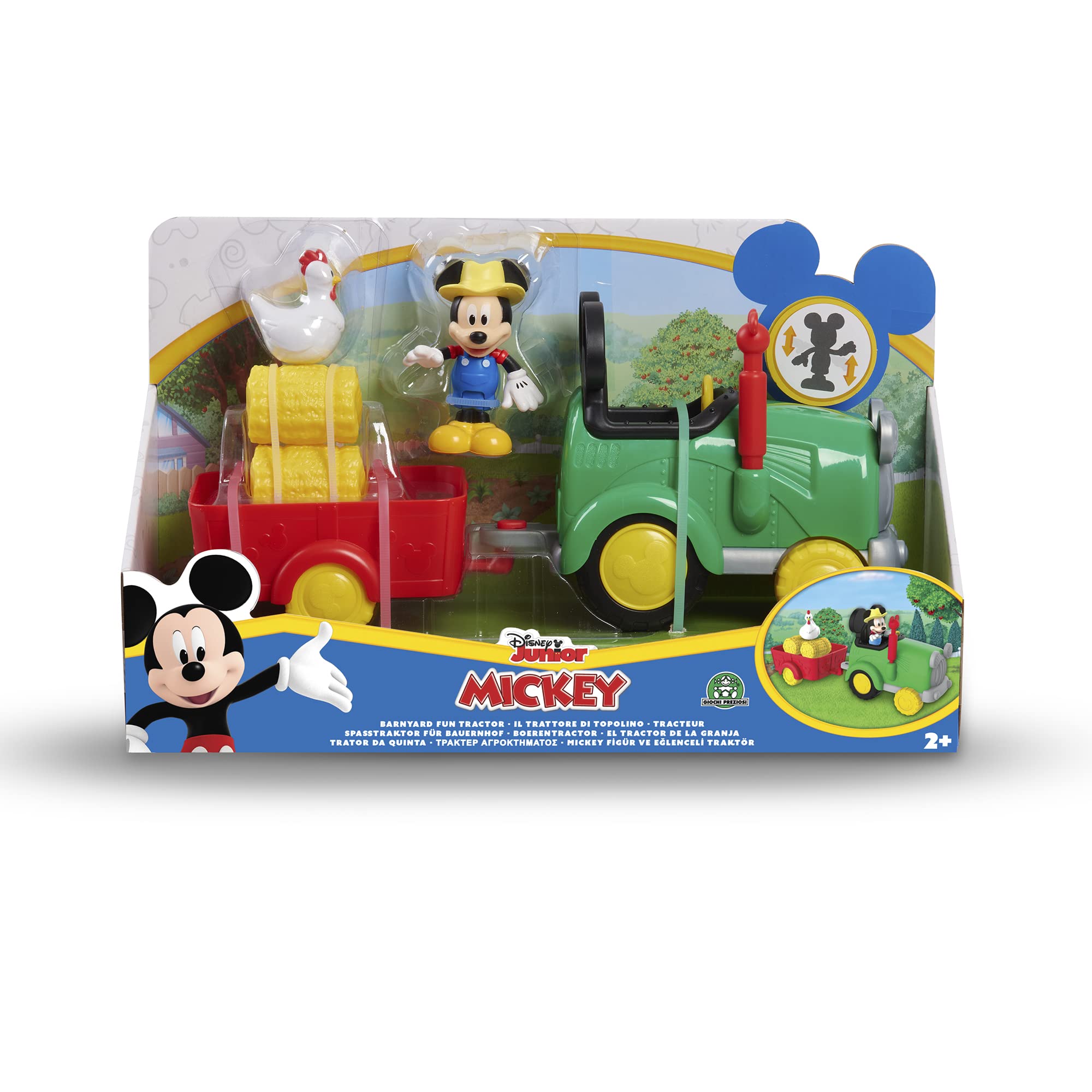 Topolino - Trattore con rimorchio con 1 personaggio da 8 cm removibile e accessori, giocattolo per bambini a partire dai 3 anni, MCC05010, Giochi Preziosi