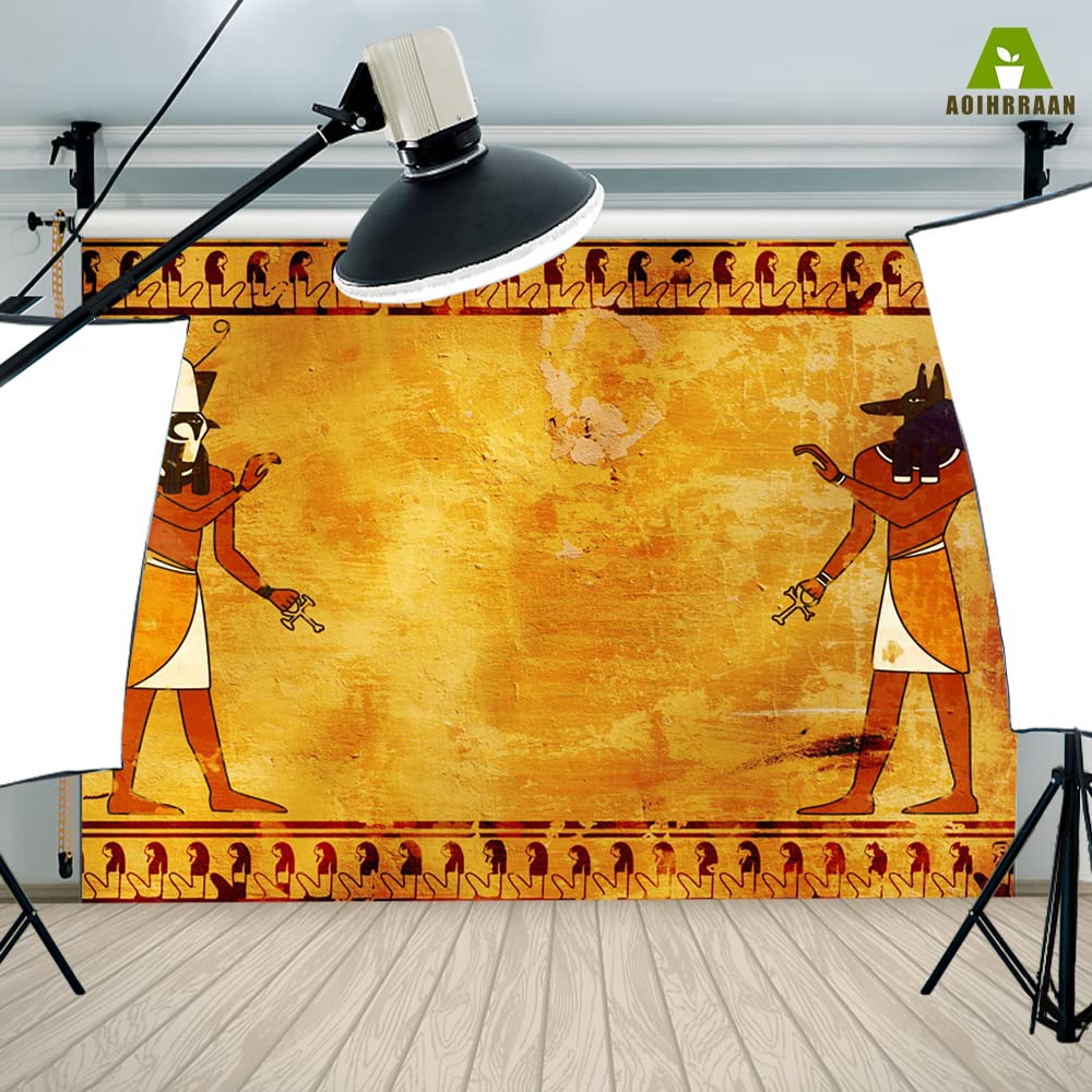 YongFoto Sfondo Fotografico In Vinile Antico Egitto – 2,2x1,5m, Con Scene Di Faraone, Anubi E Horus, Per Feste A Tema E Servizi Fotografici