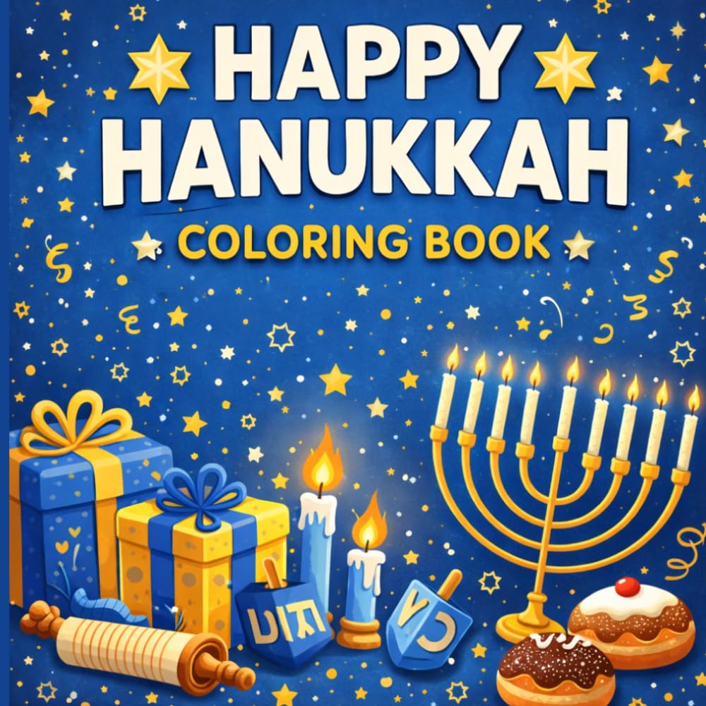 Happy Hanukkah Coloring Book: Festive fun activity for kids