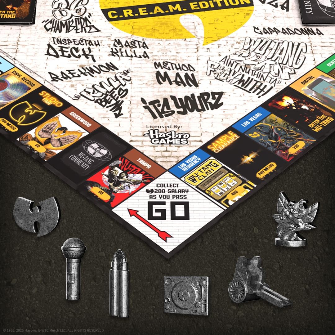 Monopoly: Wu-Tang Clan, Features Exclusive Tour Poster Art, Buy & Sell Legendary Tour Stops, Collectible Tokens Include Wu-Tang Symbol, Killer Bee, Nunchucks & More, Officially Licensed Board Game