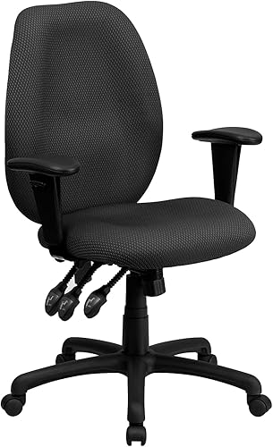 Miniatura 8 de Flash Furniture Rochelle Silla de oficina giratoria ejecutiva ergonómica multifunción de tela negra con brazos ajustables Negro -,Gris,marino