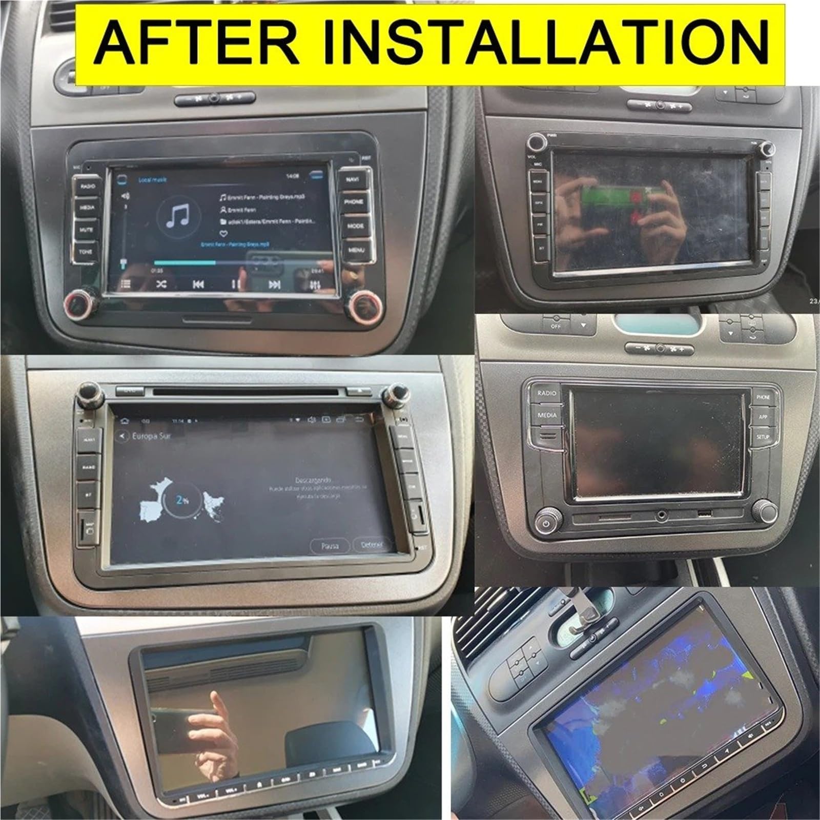 Double 2 Din Autoradio Fascia Stéréo Panneau Tableau Bord Installation Kit D’Outils Habillage Cadre Lunette pour Seat Altea 2004 + Toledo 2004-2009 Cadre Panneau D'autoradio