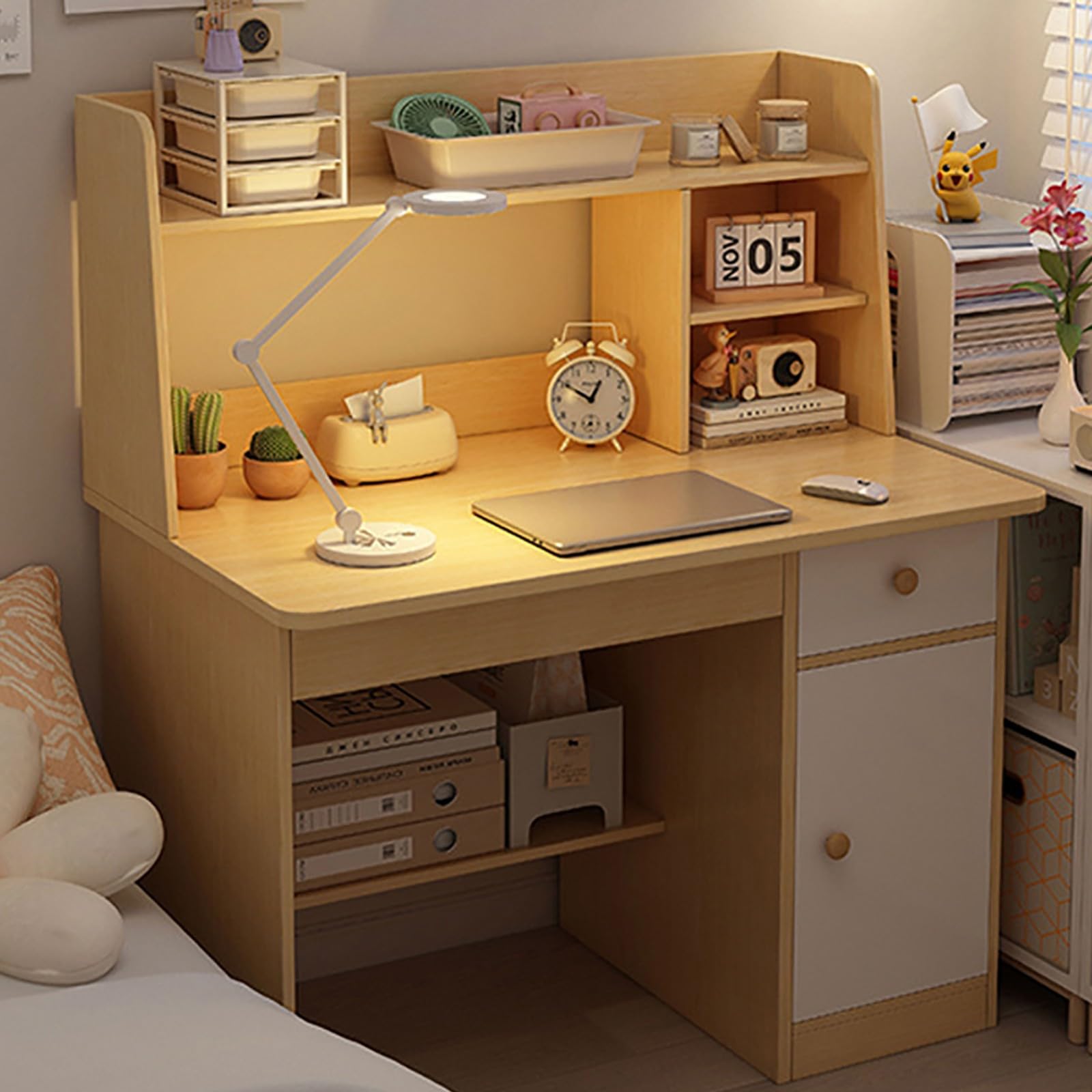 Wielofunkcyjne drewniane biurko z napisem & Ders Home Office Cuter stół dla nastolatków, biurko do nauki, do sypialni, 107 x 80 x 40 cm