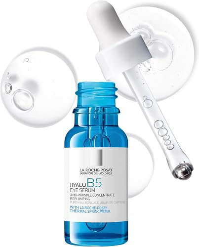 La Roche-Posay Hyalu B5 Eye Serum with Hyaluronic Acid & Caffeine for Dark Circles, Hydrating Serum for Dark Circles and Wrinkles with Roller Ball Applicator, Replumps Under Eye, Fragrance Free
