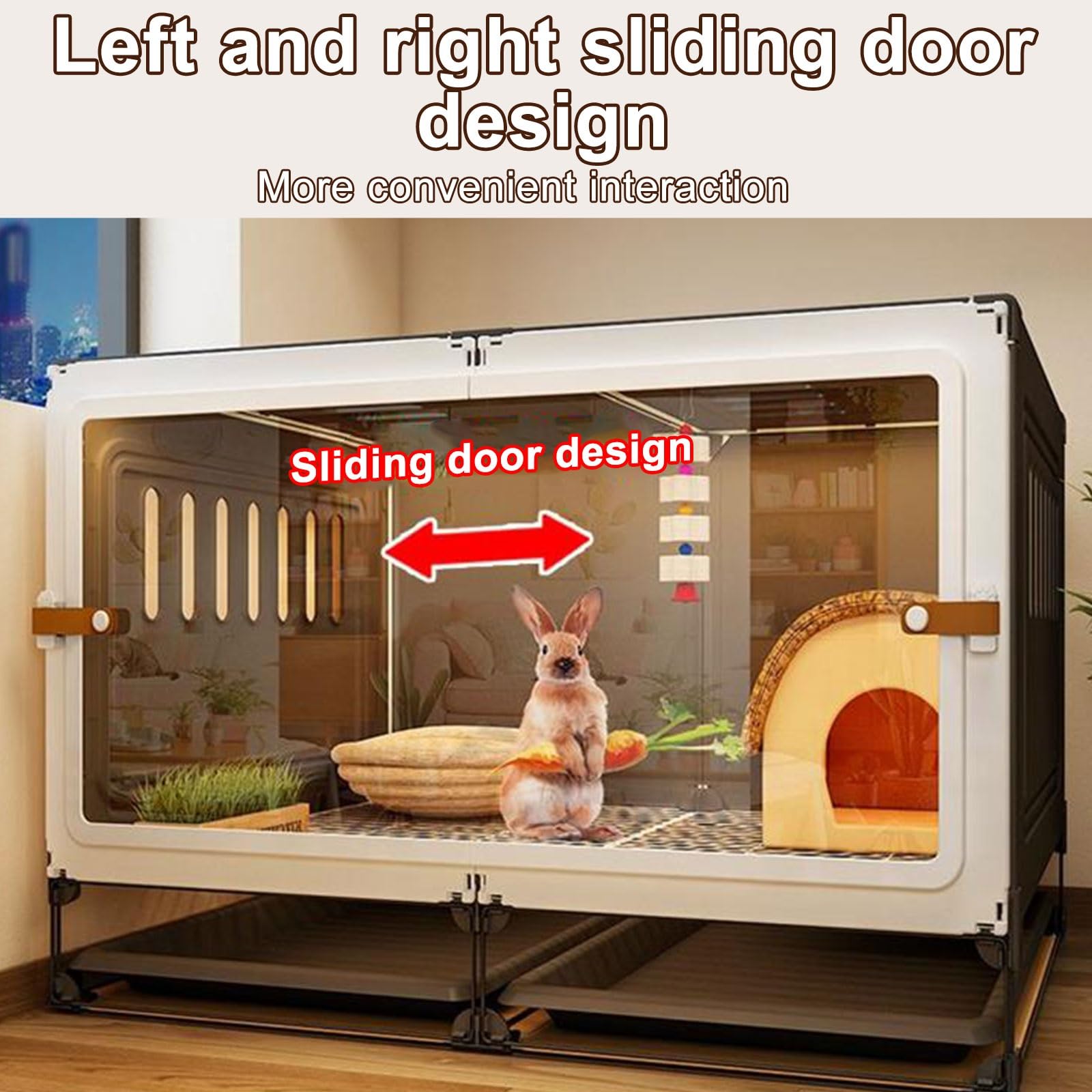 Deluxe Rabbit Home, Gabbia per Conigli, recinto per Piccoli Animali, Gabbia per Conigli e porcellini d'India, Gabbia per Uso Interno a Un Piano (Nera)
