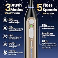 Vista 4 de Cepillo de dientes eléctrico con hilo dental de agua, combo de cepillo de dientes mejorado con 3 cepillos + 1 boquilla, 5 velocidades de hilo dental