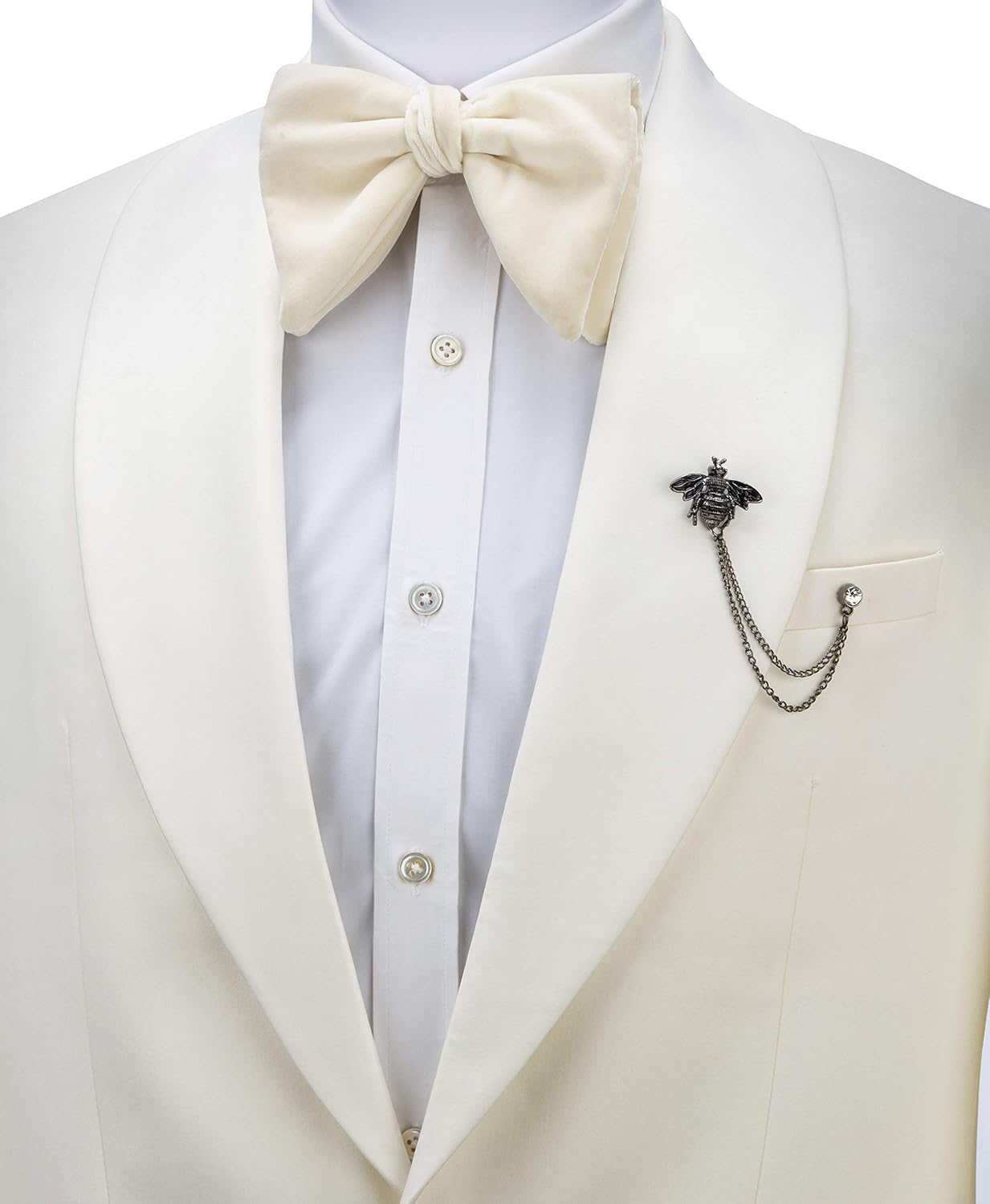 Knighthood Black Bee With Hanging Chain Brooch Lapel Pin