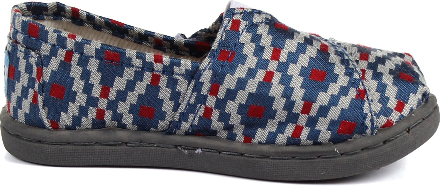 TOMS - Piccole Scarpe Slip-On Classiche, Tessuto a Diamante Blu Navy