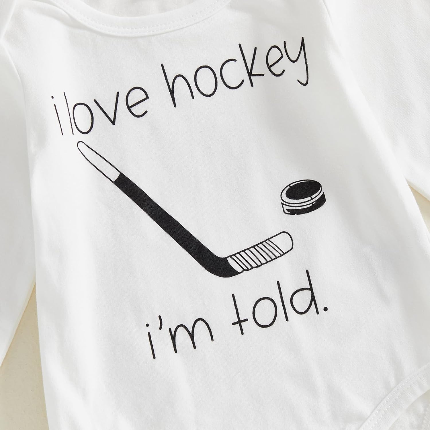 Newborn Fall Winter Outfit Funny Letters Print Baby Onesie and Pants Hat Set Cute Hockey Outfit Baby Boy 0-18M - Image 5