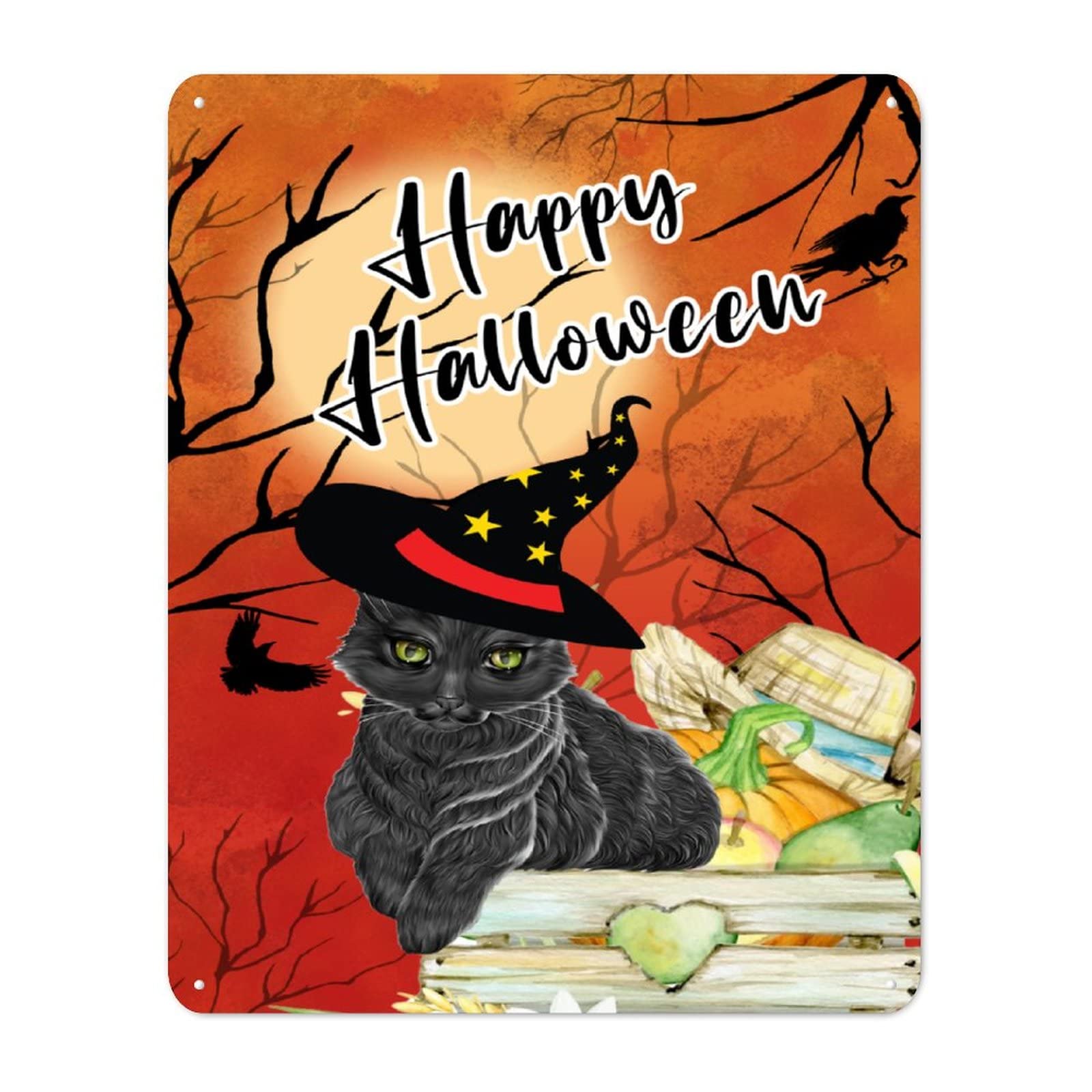 Plaque murale en métal vintage Halloween pour décoration de maison et bar 30x40 cm
