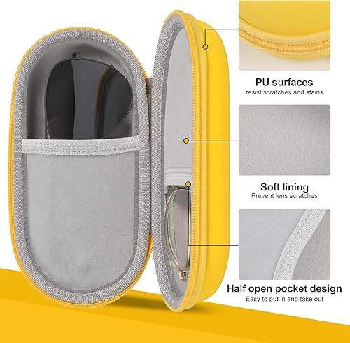 Miniatura 3 de Double Glasses Case,Dual Eyeglasses & Sunglasses Organizer with Clip Zipper Closure for Travel 2 Pairs Storage Box