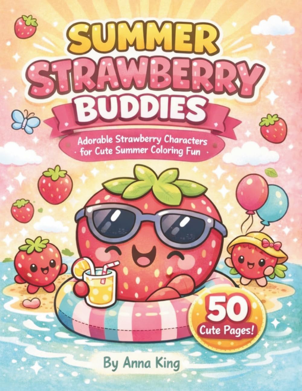 Summer Strawberry Buddies: Adorable Strawberry Characters for Cute Summer Coloring Fun