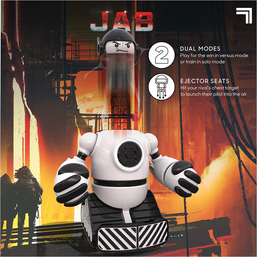 Sharper Image Zdalne sterowanie wyrzucające roboty bojowe Mecha Rivals RC Toy dla dzieci powyżej 8 lat, bezprzewodowa gra walki dla dwóch graczy ze światłami i dźwiękami, niebieski vs biały