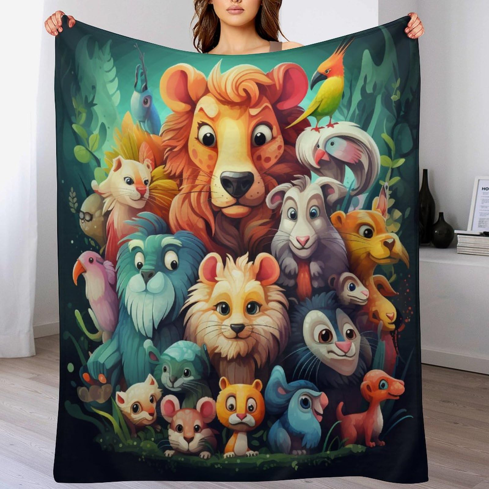 Jete de canape en flannel animaux africains plaid doux moelleux