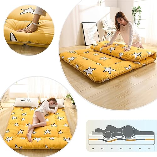Miniatura 6 de Colchón enrollable de estilo japonés, colchón de futón grueso doble plegable, almohadilla para dormir individualdoble para dormitorio, colchón