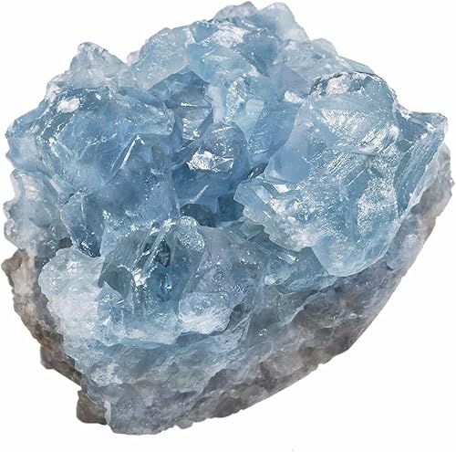 Miniatura 6 de rockcloud Paquete de 2 piedras de cristal, decoración romántica para el hogar, boda, geoda azul celestita y cuarzo rosa aguamarina con ágata