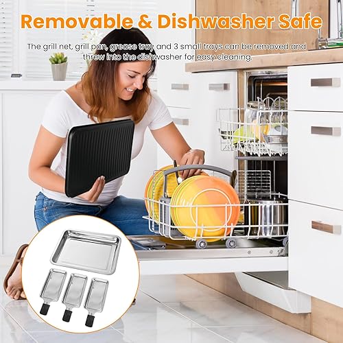 Miniatura 7 de Parrilla eléctrica de interior de 1500 W, parrilla de mesa raclette portátil sin humo para interiores, parrilla coreana para cocina con red de