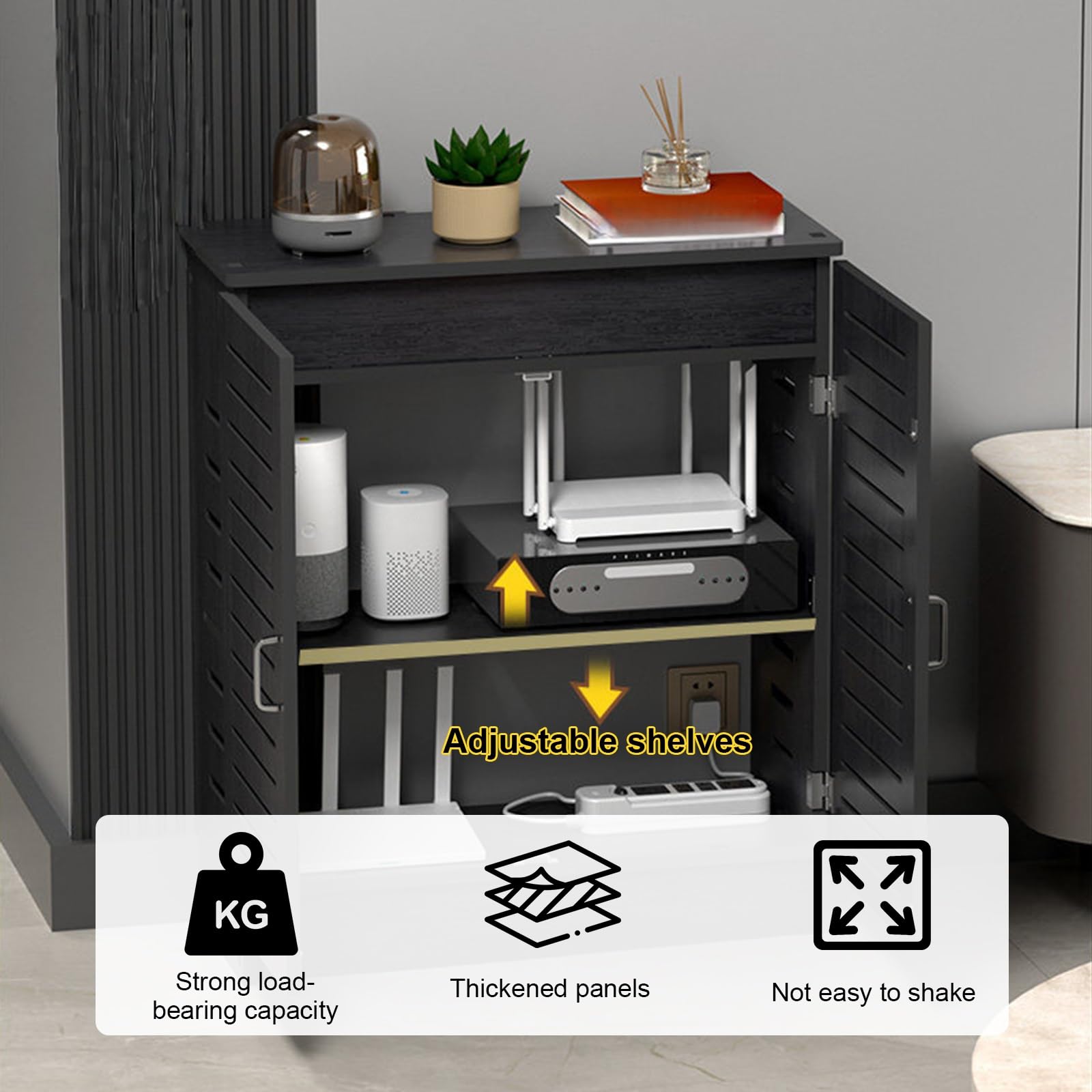 WiFi Router Cabinet Floor Stand PVC Organizer z wentylacją do zestawu do gry Top Box Game Console Storage Home Office Dekoracyjny uchwyt elektroniczny Mocna podstawa