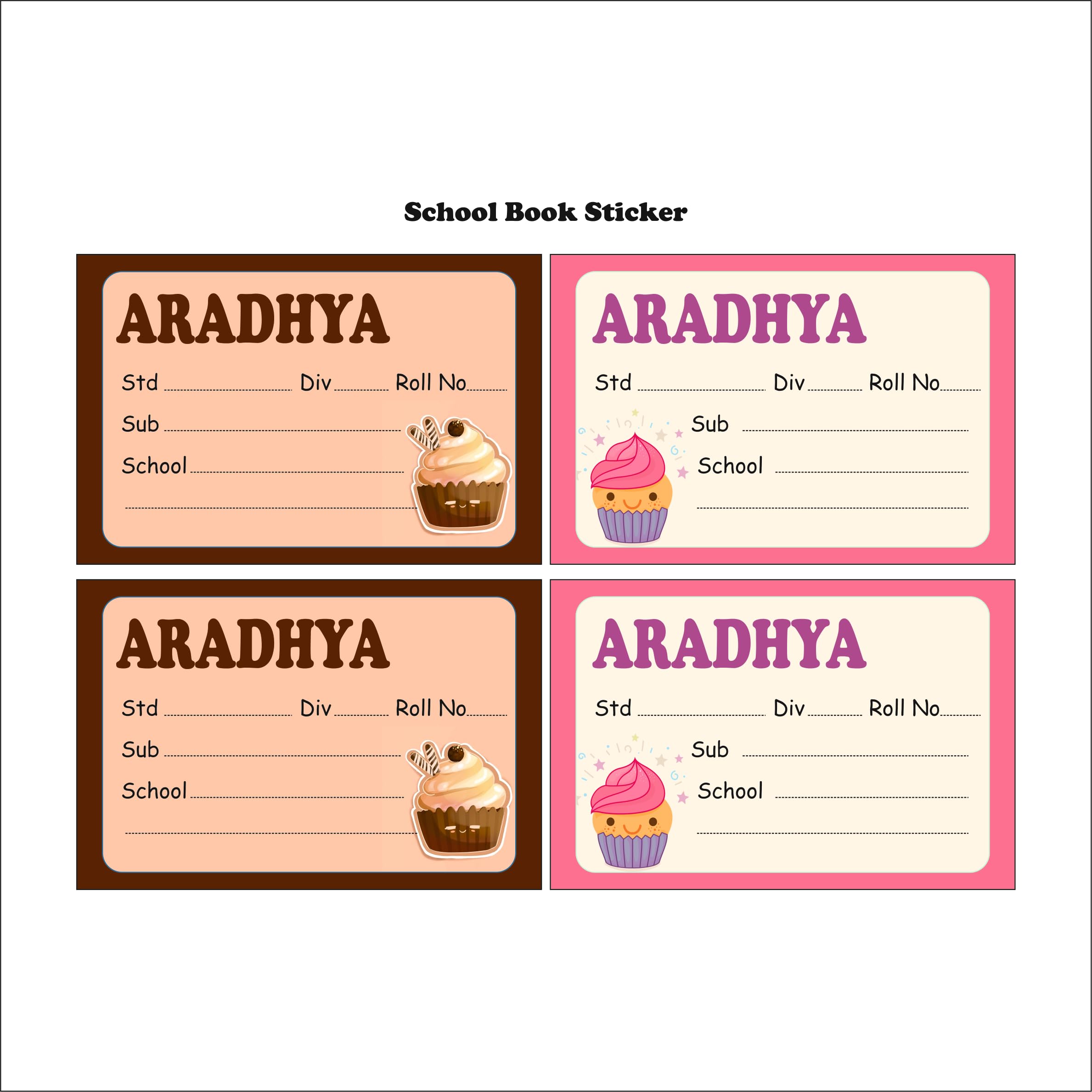BOBBLY DOBBLY Customizable Personalized Back to School Labels for School Kids- Stickers & Labels for Books, Water Bottle, Tiffin Box, sanitizer Pack of - 36 (BS-Pan Cake Label)