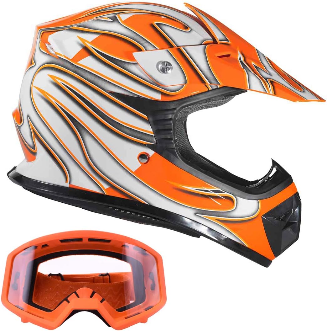 Kids Youth Offroad Gear Combo Helmet & Goggles DOT Motocross ATV Dirt Bike MX Motorcycle
