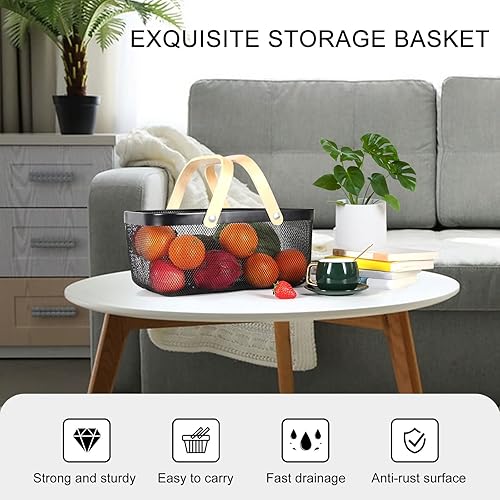 Miniatura 4 de Cesta de acero de malla de metal con asa  Cestas de jardín delicadas y duraderas para recoger verduras, práctica cesta de frutas cesta de cosecha de