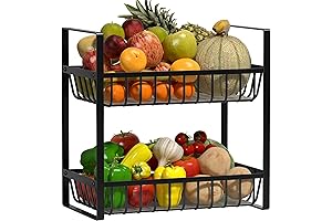 Sturdy 2-Tier Fruit Basket for Kitchen Counter