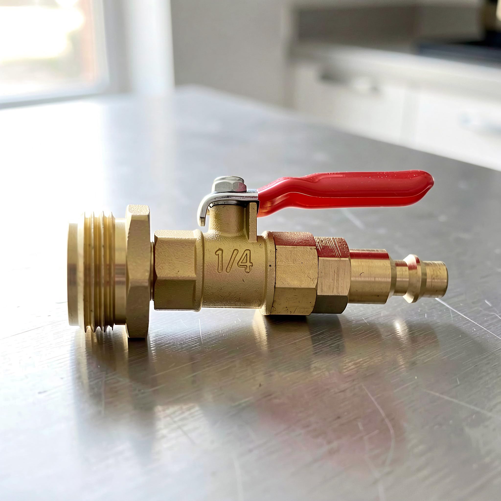 ibasenice 3 raccordi di scarico in ottone per rimorchio, adattatori per tappo di scarico a connessione rapida con filettatura maschio da 1/4" per camper, barche, roulotte e impianti idraulici per