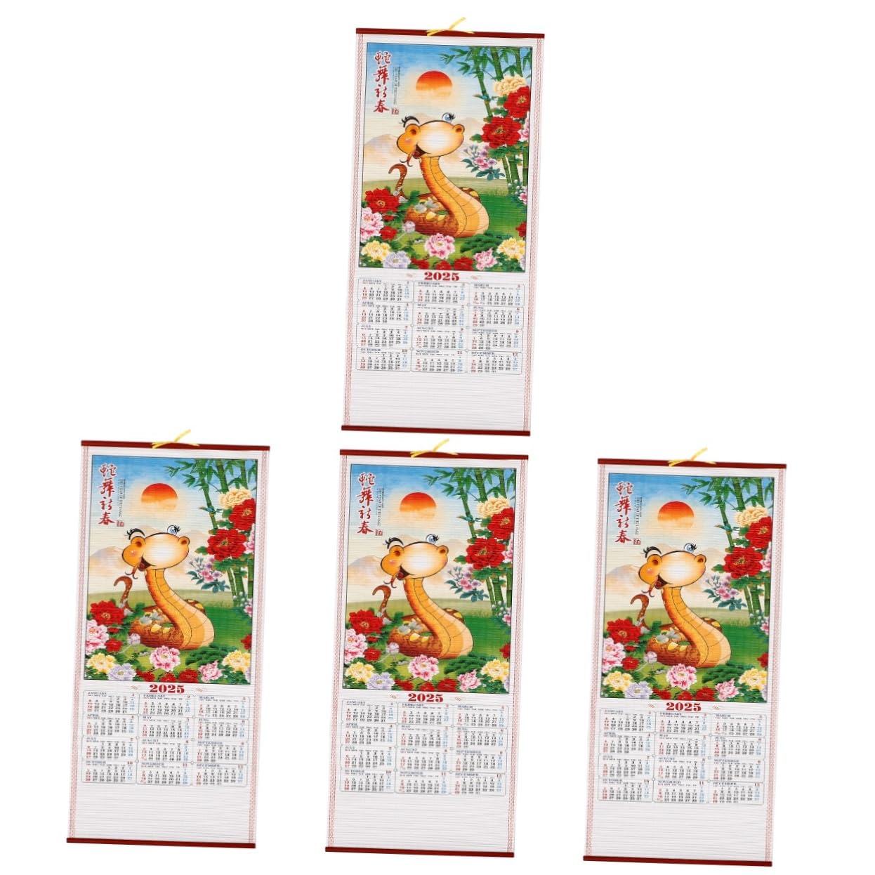 STOBOK 4stücke Chinesischer Wandkalender Im Scroll-design Für Jahr Detailreiche Darstellung Von Feiertagen Und Einzigartiges Design Für Zuhause Oder Büro