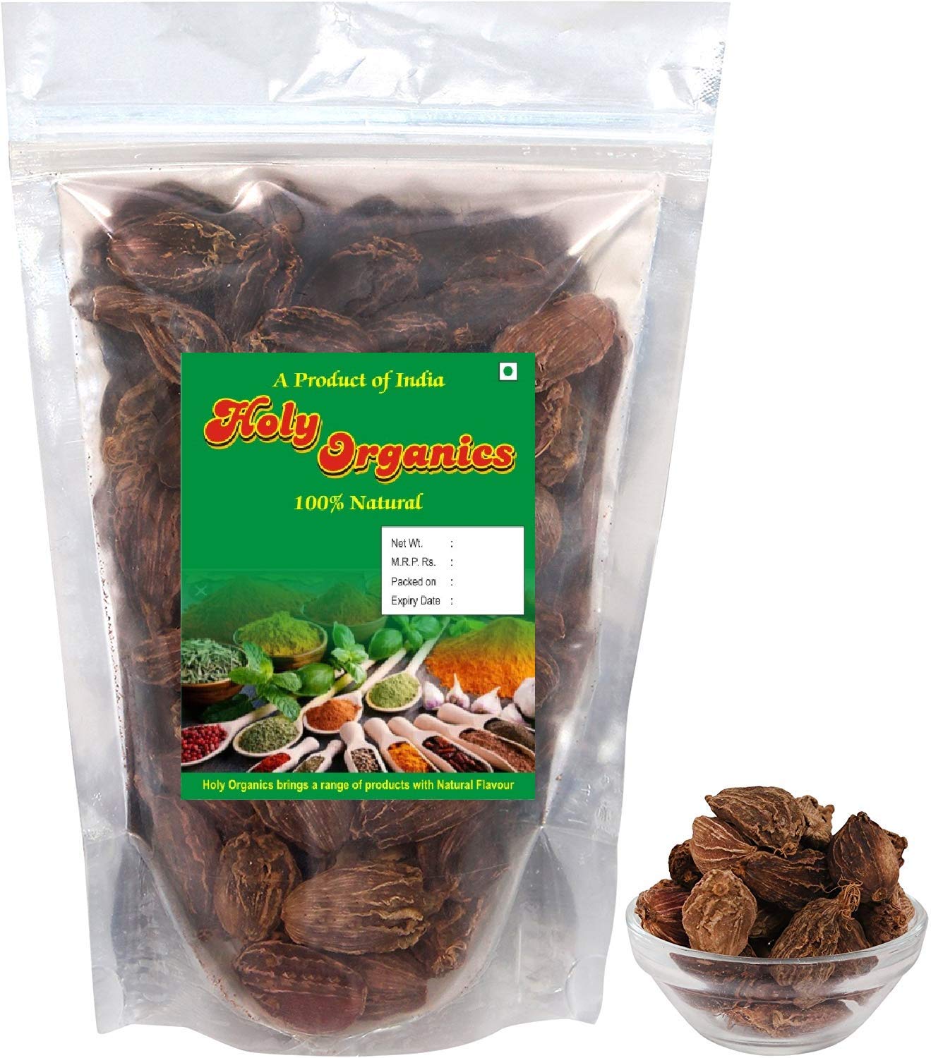 Earth Best 100% Natural Cardamom Black Whole Organic (Badi Elaichi, Sabut Elaichi) Grade- Big Size 50 Gm