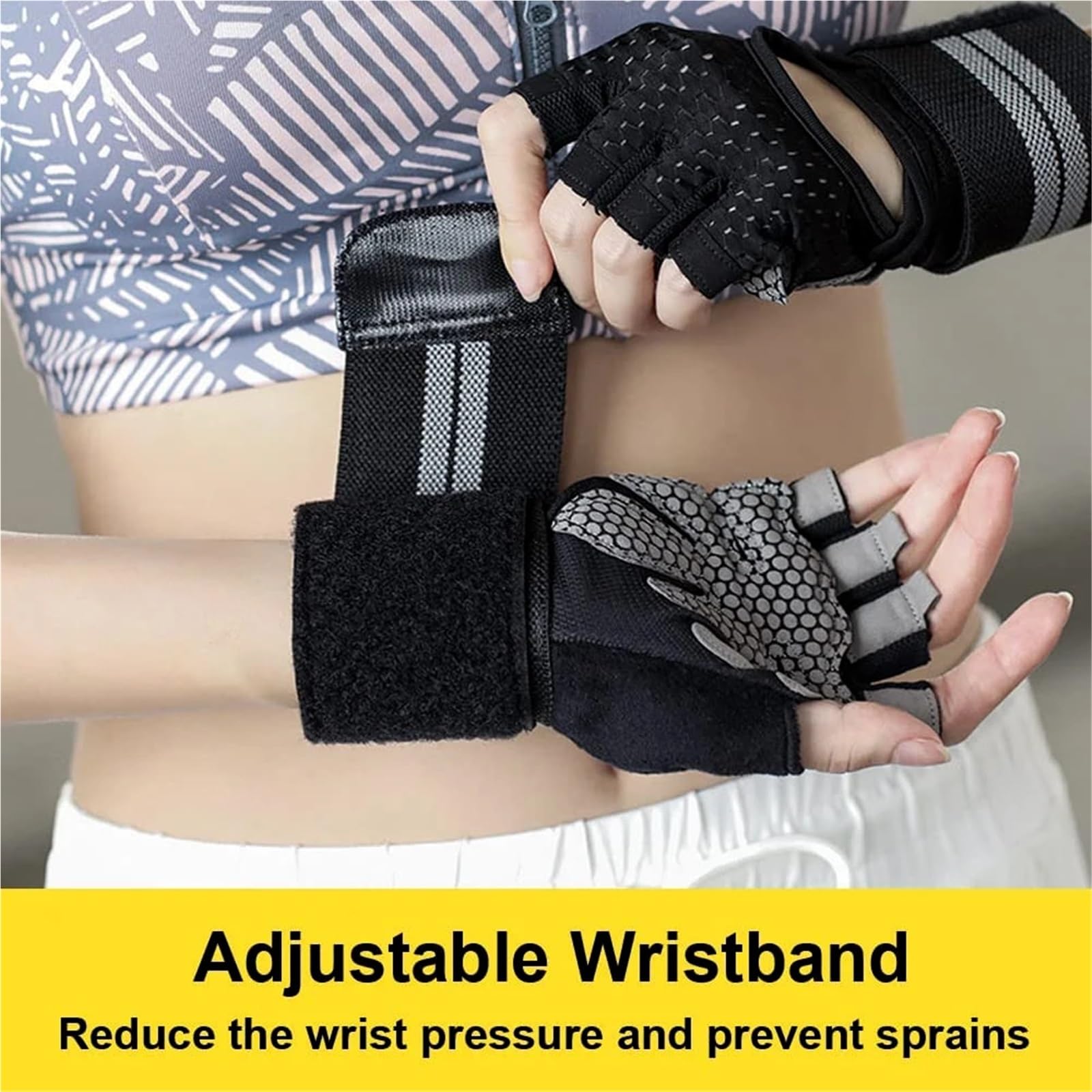 Guanti da Fitness 1 Paio di Guanti Fitness da Palestra con Mezze Dita con Supporto for Il Polso for Uomini e Donne, Attrezzature for Sollevamento Pesi per Fitness(Gray,L)